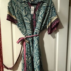 LOFT Teal and Pink Floral Dress